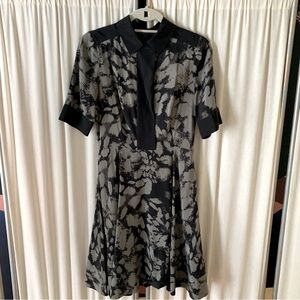 DKNY silk black & grey floral dress